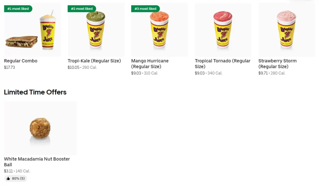 Booster Juice Updated Menu and prices in Canada