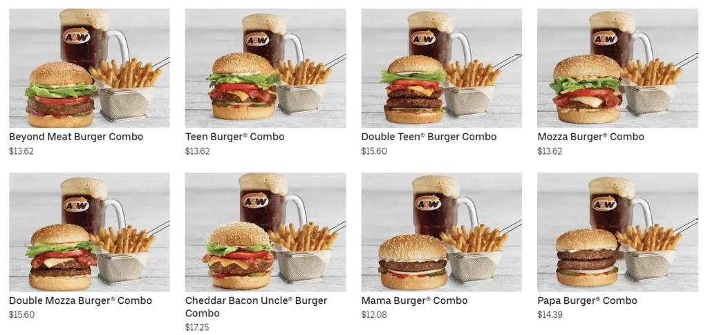 Updated A&W Menu with Prices in Canada