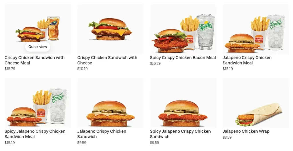 Updated Burger King Menu With Prices in Canada