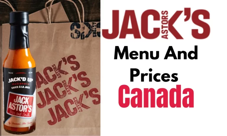 Jack Astor's menu with Prices in Canada
